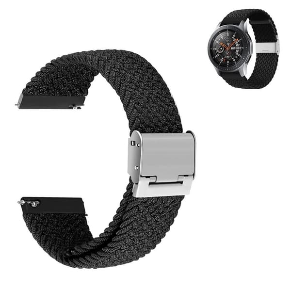 22 mm universel elastisk nylon-urrem - Sort Black