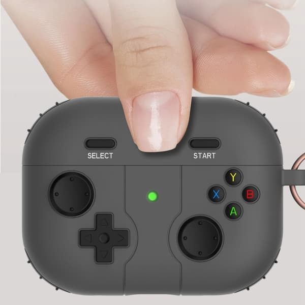 AirPods 3 silikoneetui i gamepad-stil med nøglering - Sort Black