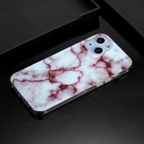 Marmordesign iPhone 13 Mini deksel - Rød Red