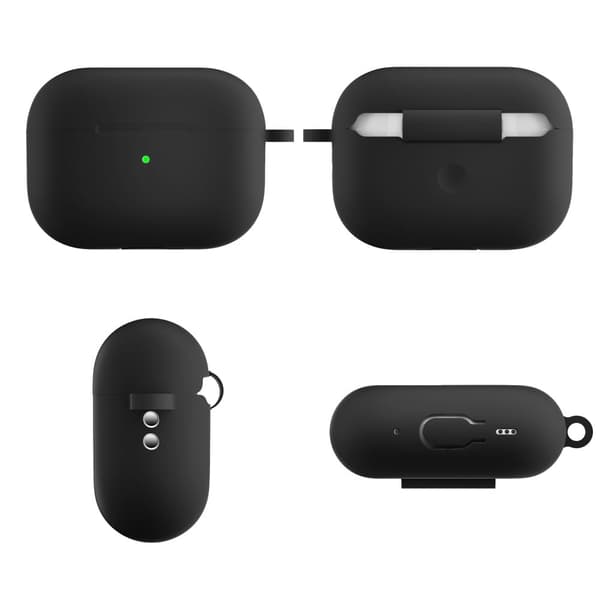 AirPods Pro 2 silikonfodral med karbinhake - Svart Svart