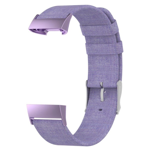 Fitbit Charge 3 erstatnings urrem i kanvas med stål forbinder - Lilla Purple