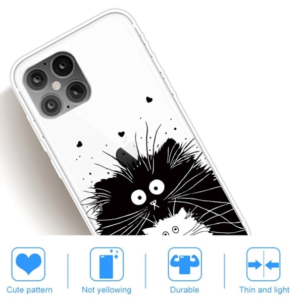 Mønstertryk blødt, fleksibelt skaletui iPhone 12 Pro Max 6,7 tommer - Sort Black