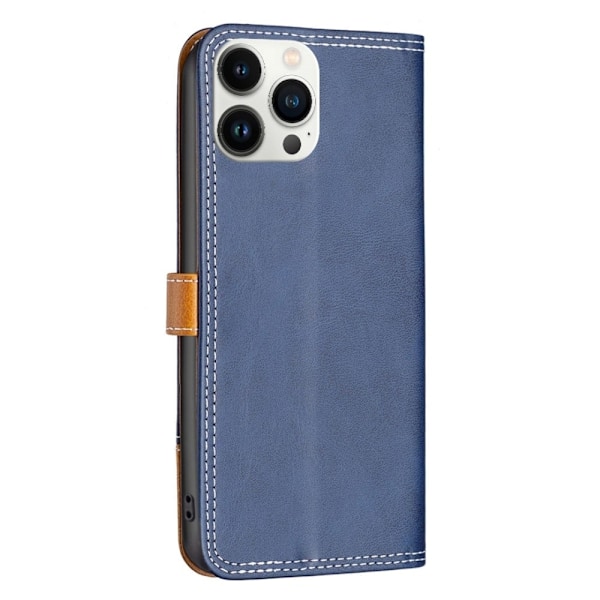 BINFEN kaksivärinen nahkakotelo iPhone 13 Pro Max - Sininen Blue