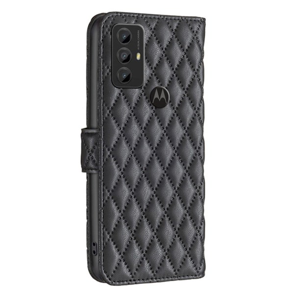 Rhombus mat Motorola Moto G Play (2023) flip etui - Sort Black