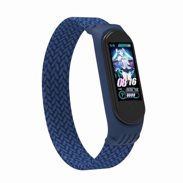 Xiaomi Mi Band 5 / 4 / 3 elastinen nailon kellonauha - Sininen / Koko: L Blue