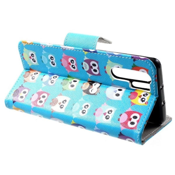 Huawei P30 Pro kryds tekstur læder flip etui - Nuttet Små Ugler Multicolor
