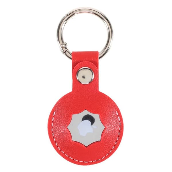 AirTags läderfodral med oktagon design och nyckelring - Röd Röd