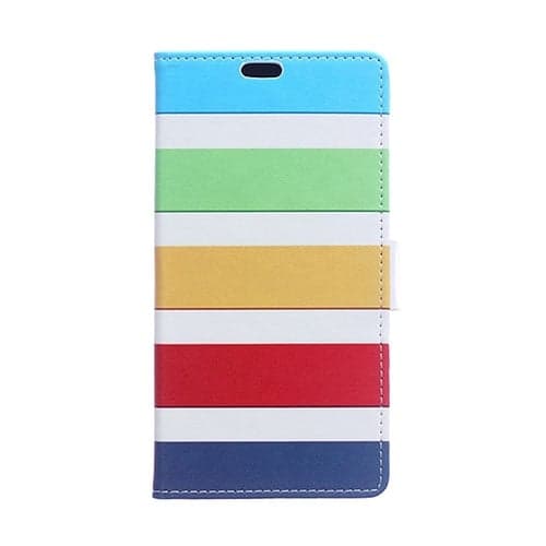 Arnoldi flippetui av PU lær for Huawei P9 Plus - Fargede striper Multicolor
