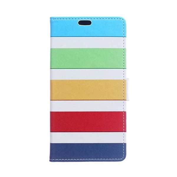 Moberg læder-etui til Huawei P9 Plus - Farvede striber Multicolor