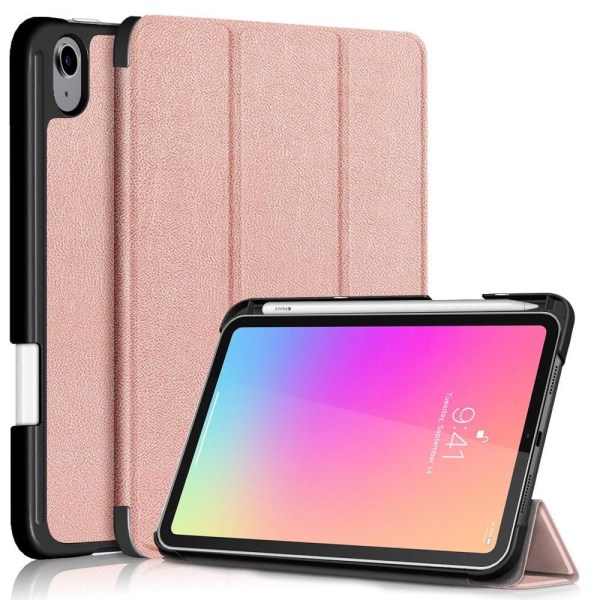 iPad Mini 6 (2021) slim tri-fold PU leather flip case with pen s Pink