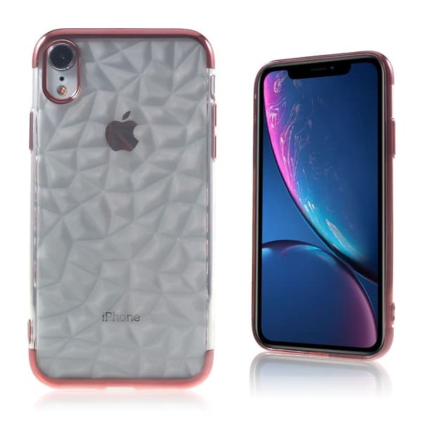 iPhone Xr beskyttelses deksel av TPU med 3D Diamant tekstur - rose gull Multicolor