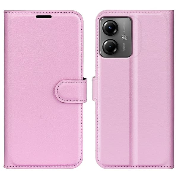 Klassisk Motorola Moto G14 Flip Etui - Lyserød Pink