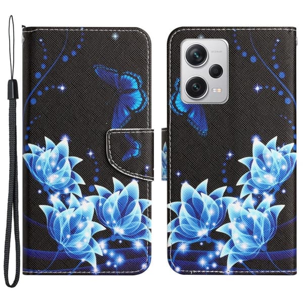 Wonderland Xiaomi Poco X5 Pro / Redmi Note 12 Pro / 12 Pro Speed Flippetui - Blå Sommerfugl Blue