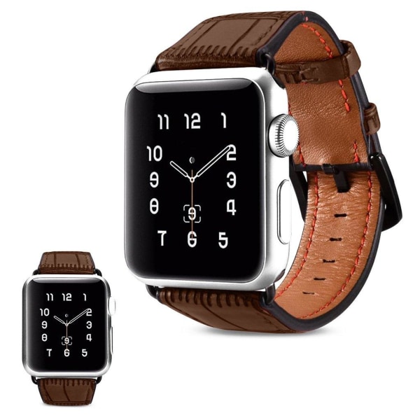 iCarer Avant-garde Apple Watch Series 5 40mm äkta läderarmband - Mörkbrun Brun