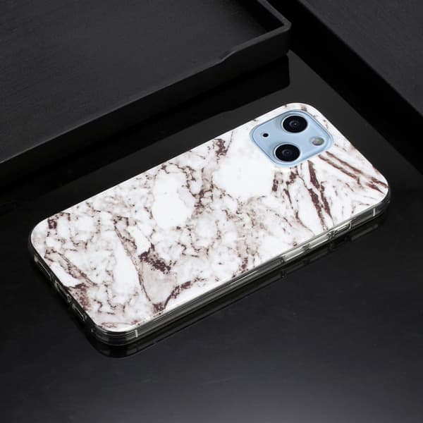 Marble iPhone 14 Plus Etui - Hvit Klinkekule White
