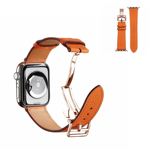 äkta läder rosa guld spänne klockarmband för Apple Watch Series Orange