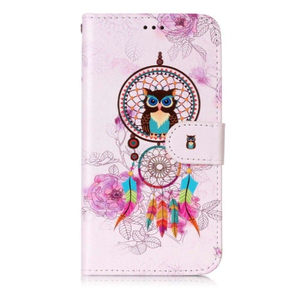 iPhone Xs Max flip cover i læder med præget mønster - Feather Dream Catcher Multicolor