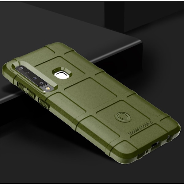Samsung Galaxy A9 (2018) antichockfodral med rutnätstextur - Militärgrön Grön