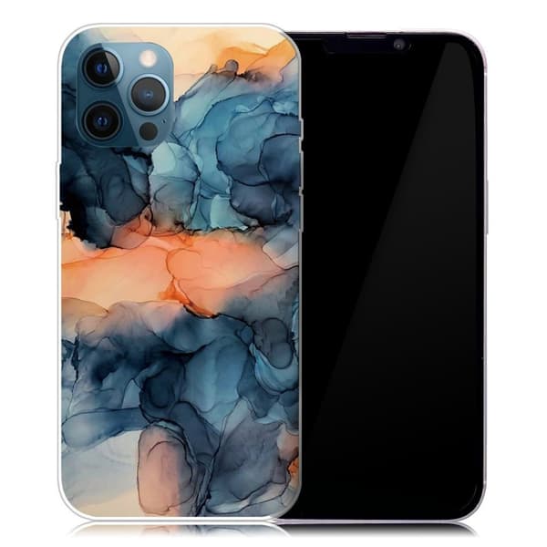 Marble iPhone 13 Pro Suojakotelo - Orange Between The Blues Multicolor