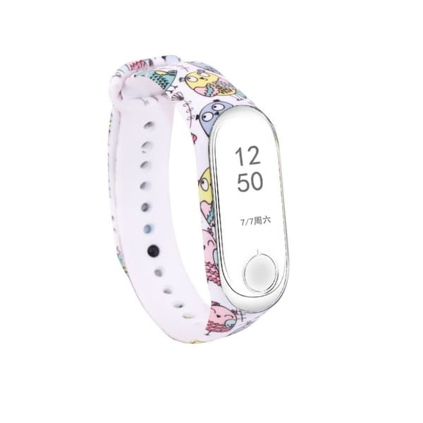 Xiaomi Mi Band 3 / Mi Smart Band 4 klockarmband i blommig silikon - Katter multifärg