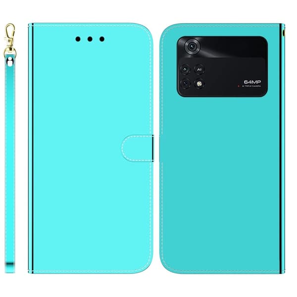 Mirror Xiaomi Poco M4 Pro 5G flip-etui - Cyan Green