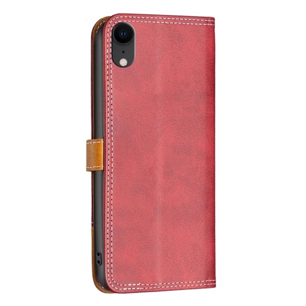 BINFEN to-farvet iPhone Xr læderetui - Rød Red