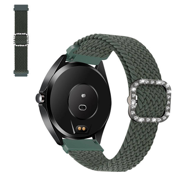 22mm Universal nylon + strassi solki kellon hihna - Vihreä Green