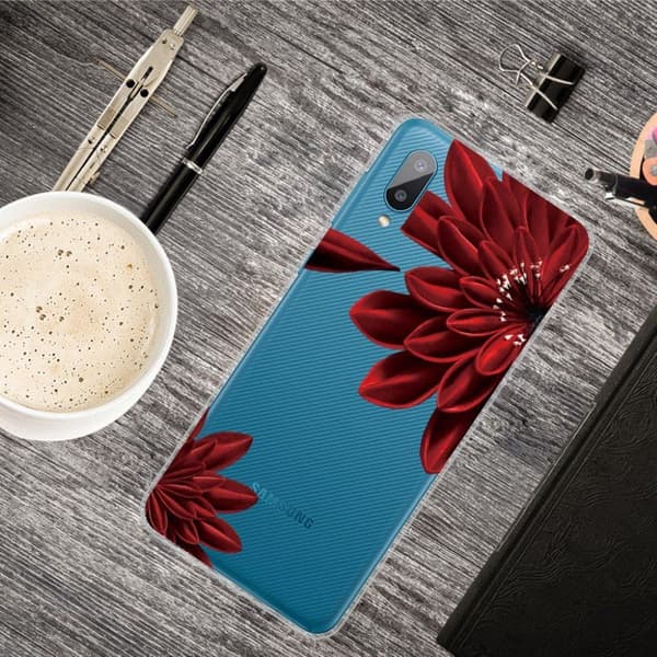 Deco Samsung Galaxy M02 / A02 Etui - Rød Blomst Red