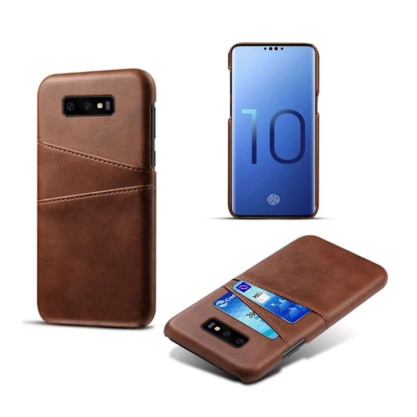 Samsung Galaxy S10e dobbelt kortholder læderetui - Brun Brown