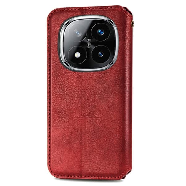 Läder Xiaomi Redmi Note 14 Pro Plus 5G fodral med romb-design - Röd Röd