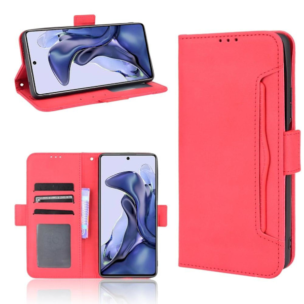 Stilfuldt Læder Etui med Pung til Xiaomi 11T / 11T Pro - Rød Red