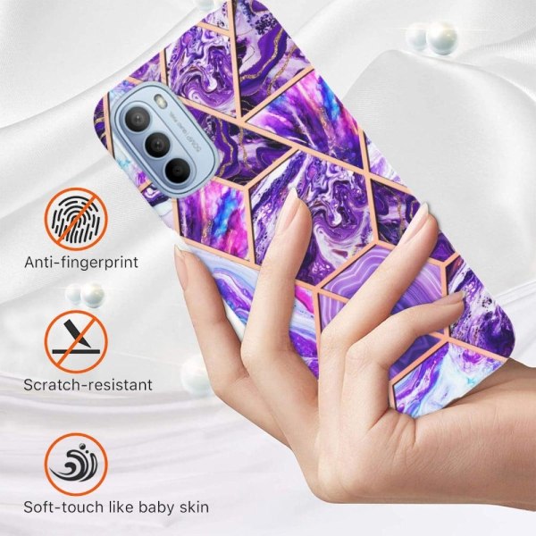 Marble design Motorola Moto G41 / Motorola Moto G31 kotelot - Tumma Violetti Purple