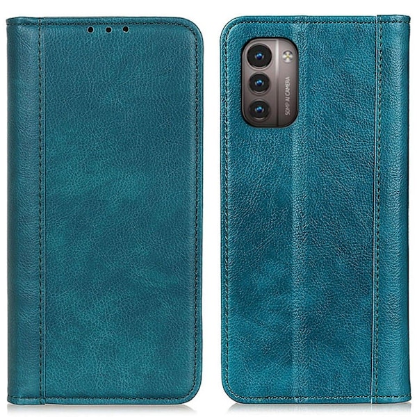 Äkta läder Nokia G11 / Nokia G21 fodral med magnetisk stängning Grön