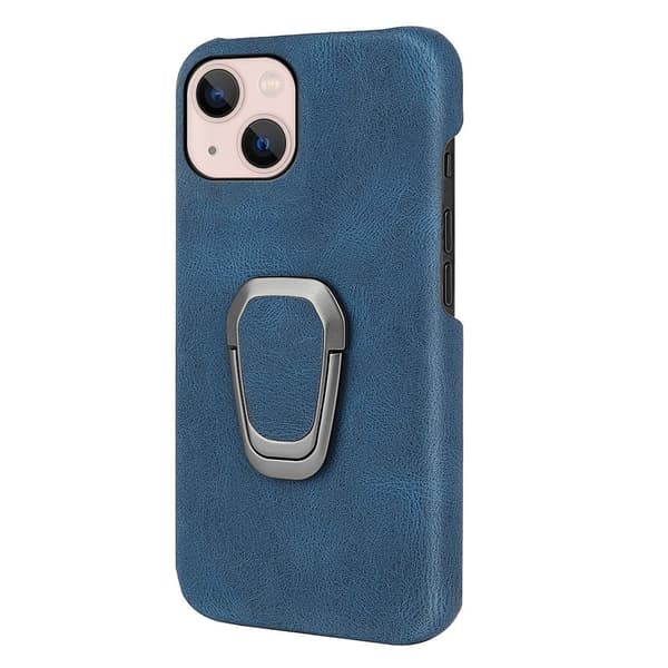 Støtsikkert skinndeksel med ovalt kickstand for iPhone 14 Plus - Blå Blue