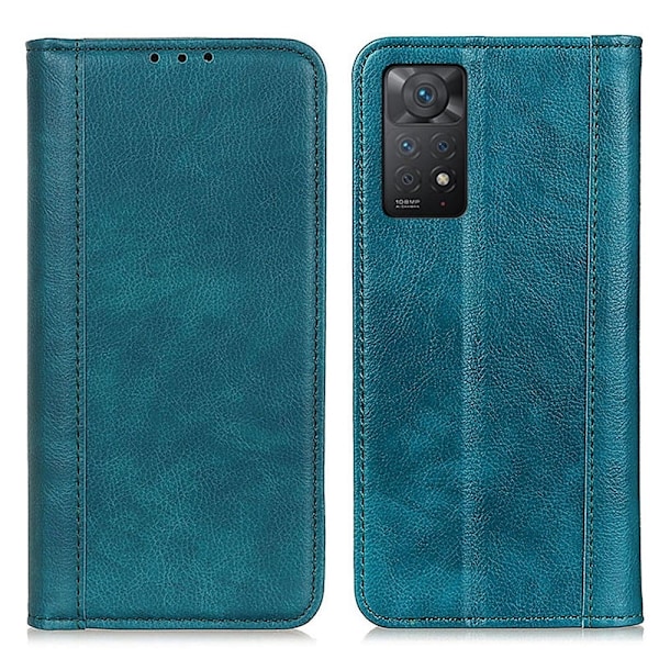 Äkta läder Xiaomi Redmi Note 11 Pro 5G fodral med magnetisk stängning Grön