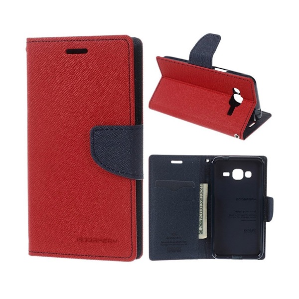 Mercury Goospery Nahkakotelo Samsung Galaxy J3 (2016) Puhelimelle - Punainen Red