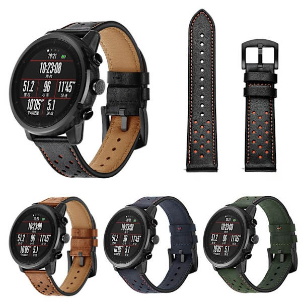 Huawei Watch / Watch 2 ægte læder Urrem - Sort Black