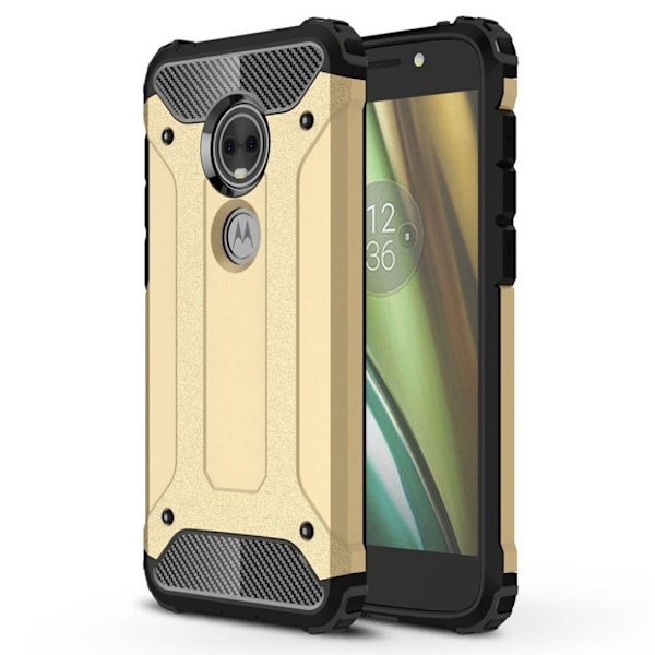 Motorola Moto E5 Play beskyttelsesetui i kombimaterialer med hård ameringsskal - Guld Gold