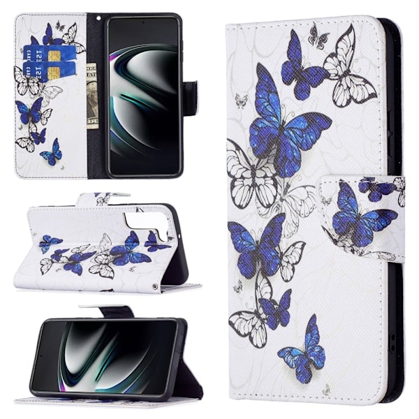 Wonderland Samsung Galaxy S22 Plus flip kuoret - Perhoset Multicolor