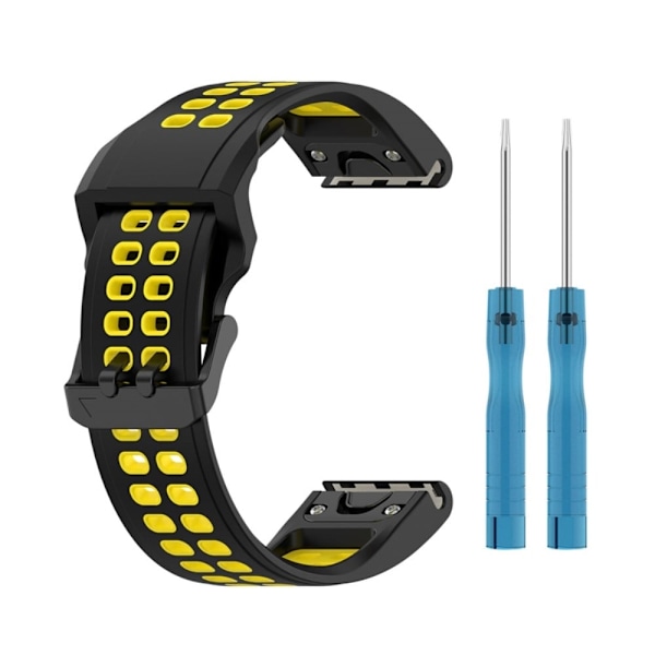 Garmin Enduro 2 / Tactix 7 / Fenix 7 tofarvet silikone urrem - Sort / Gul Black