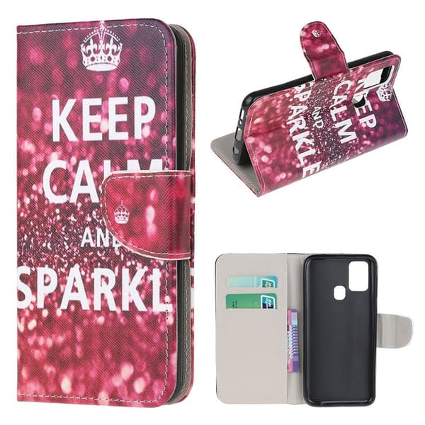 Wonderland OnePlus Nord N100 Flippetui - Keep Calm og Sparkle Red