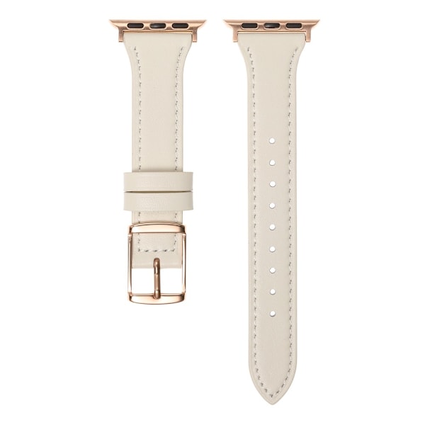 Apple Watch Series 8 (45mm) / Watch Ultra klockarmband i äkta läder - Beige Vit