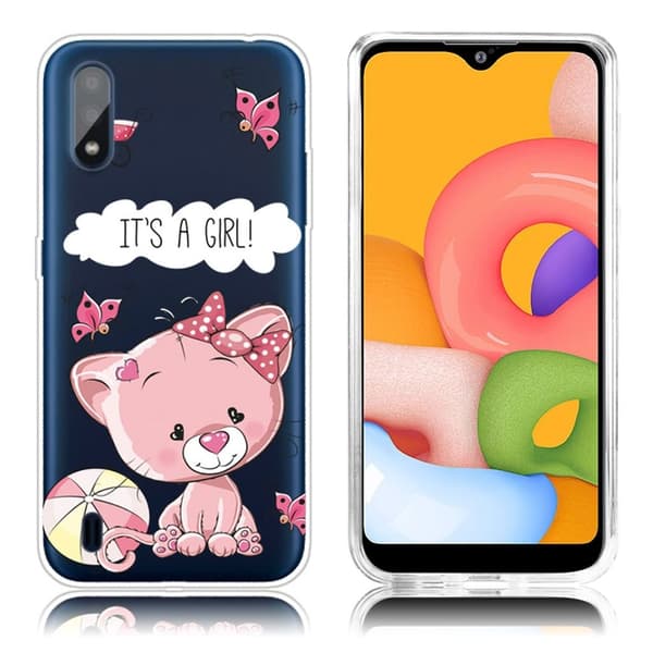 Deco Samsung Galaxy A01 skal - Tecknat Djur Rosa