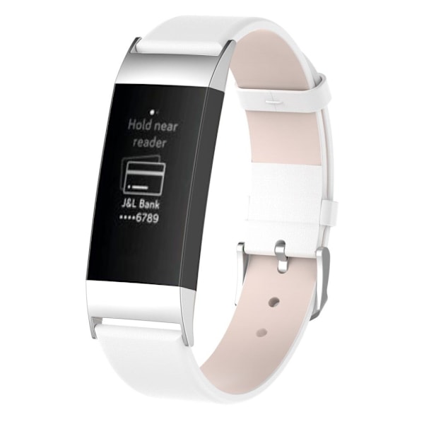 Fitbit Charge 3 äkta läder klockband - Vit Vit