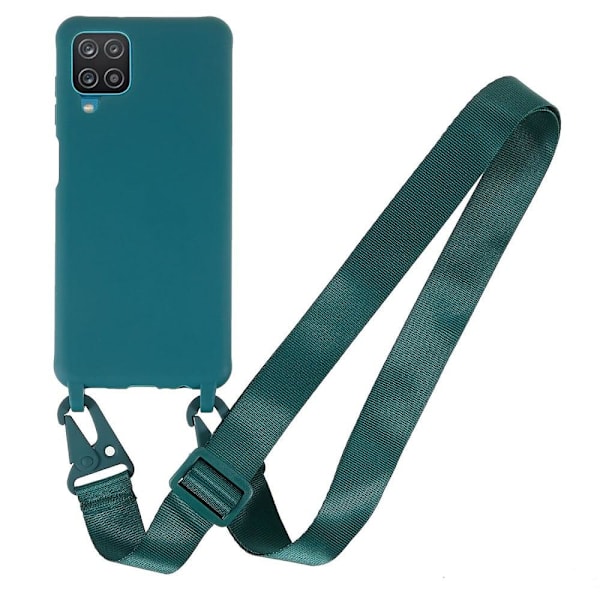 Tyndt TPU-etui med mat finish og justerbar strop til Samsung Galaxy A12 5G - Mørkegrøn Green