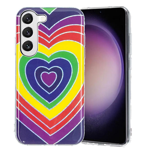 Deco Samsung Galaxy S23 Plus Etui - Electroplated Hjerte Multicolor