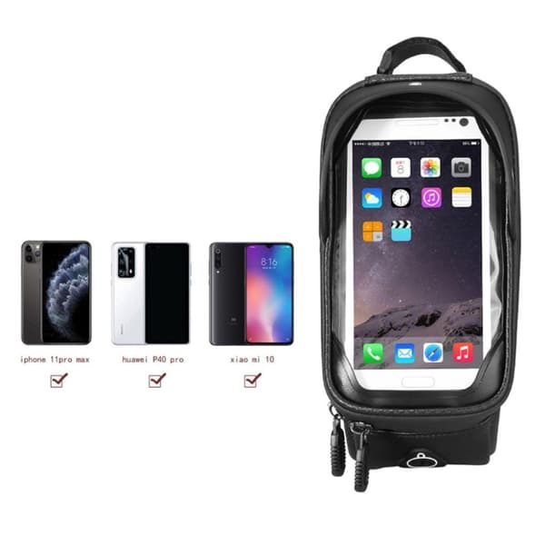 Regntæt cykeltaske til 6-tommers smartphone Black