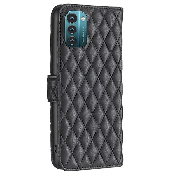 Rhombus Mønster Matte Flip Case til Nokia G11 / G21 - Sort Black