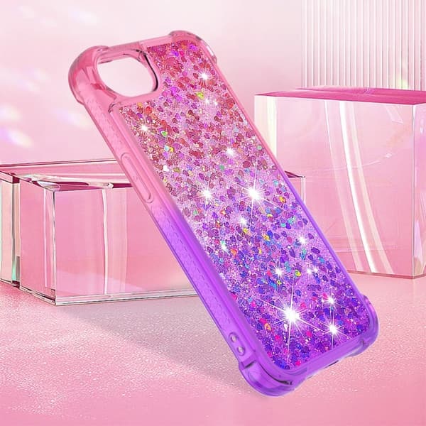 iPhone 16e Flexibelt fodral Gradient Quicksand Telefonens baksida - Rosa + Lila Lila