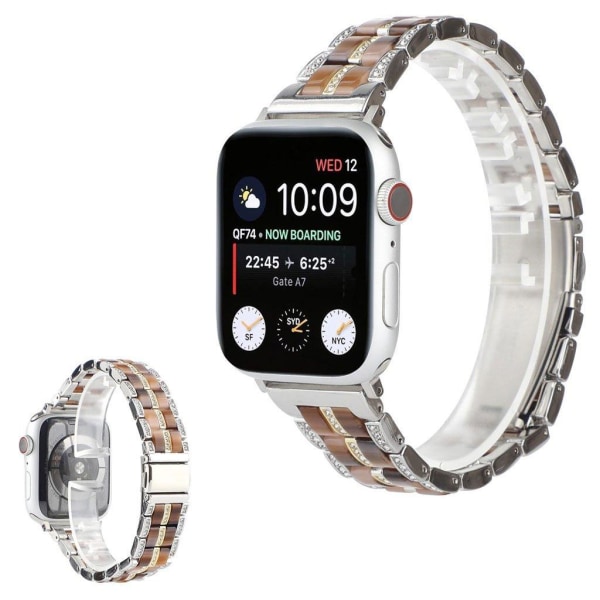 Apple Watch 40mm rhinestone décor stainless steel watch strap - Brown